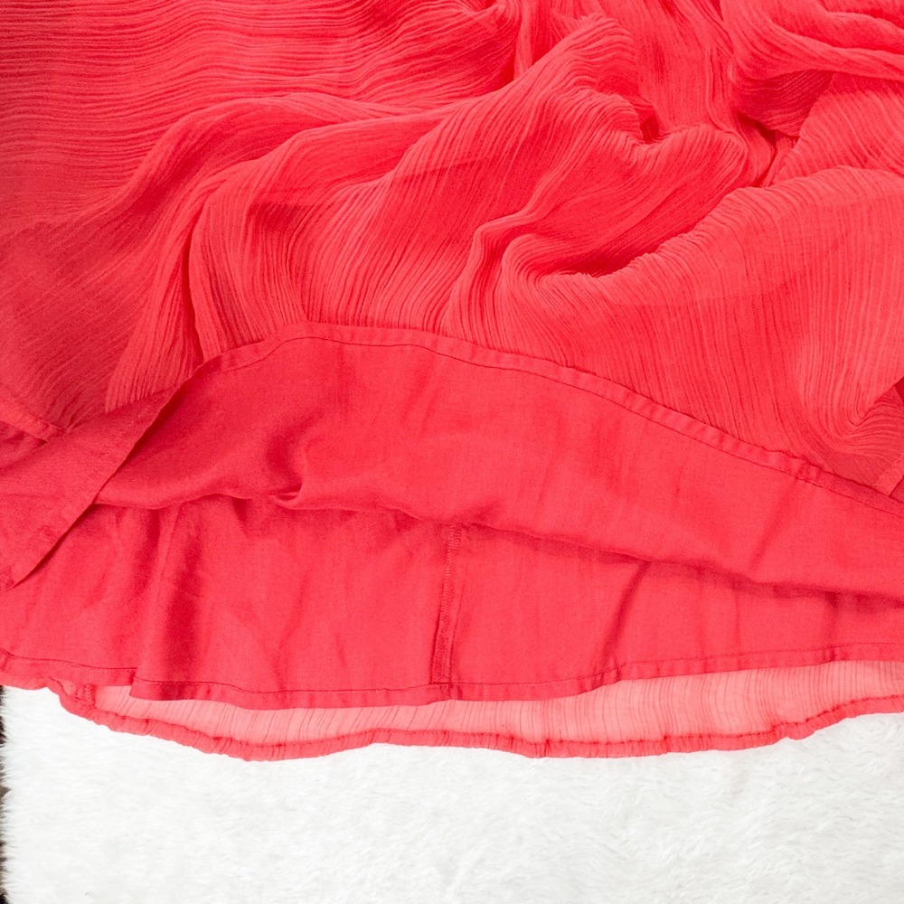 HD in Paris Anthropologie Dress Womens 4 Coral Red Pleated Midi Slip Cami - Picture 8 of 12